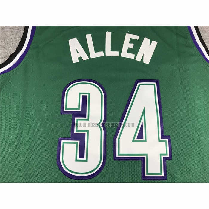 Camiseta Milwaukee Bucks Ray Allen NO 34 Mitchell & Ness 1996-97 Verde